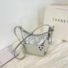 Silver Women's Bag  New Fashionable Versatile Shoulder Bag with Advanced Sense, Small Group Work Hand Carrying Crossbody Bag