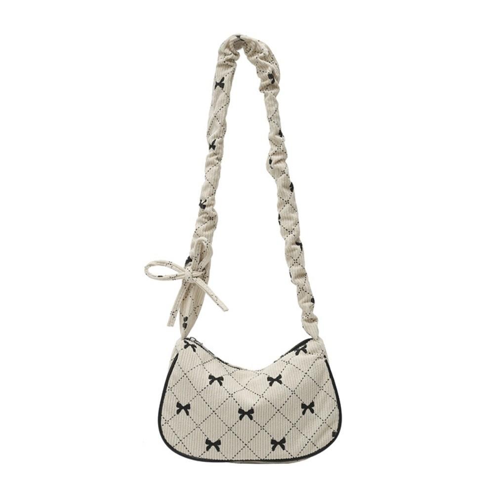 

Drawstring Bowknot Underarm Bag Elegant Handbag Simple Opening Bag Street Trend білий