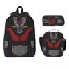 3Pcs Mazingers Merch Backpack Set for Girls Boys Pen Bags Bookbag Sets with Lunch Box For School Students Daypack