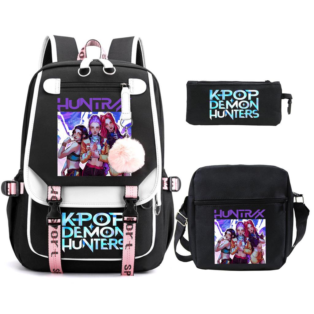 Demon Hunters Peripheral Printing Children's Fashion Backpack Cross-border Large Capacity Primary and Secondary School Student Leisure School Bag Set