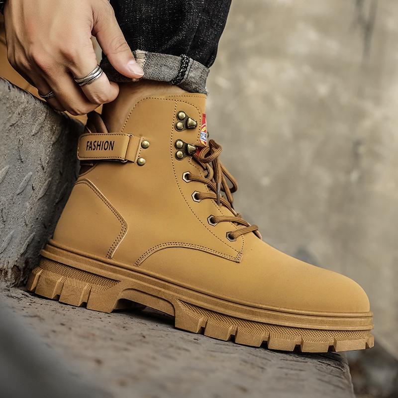 New Fashion Autumn And Winter Men's High Top Martin Boots Students Male Boys Trending Soft Sole Work Shoes Labor Protection Martin Sneakers