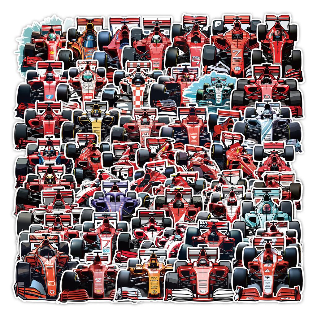 50 Non-Repeat Formula Racing Stickers Mobile Water Cup Waterproof Decorative Stickers Children's DIY Hand Account Stickers