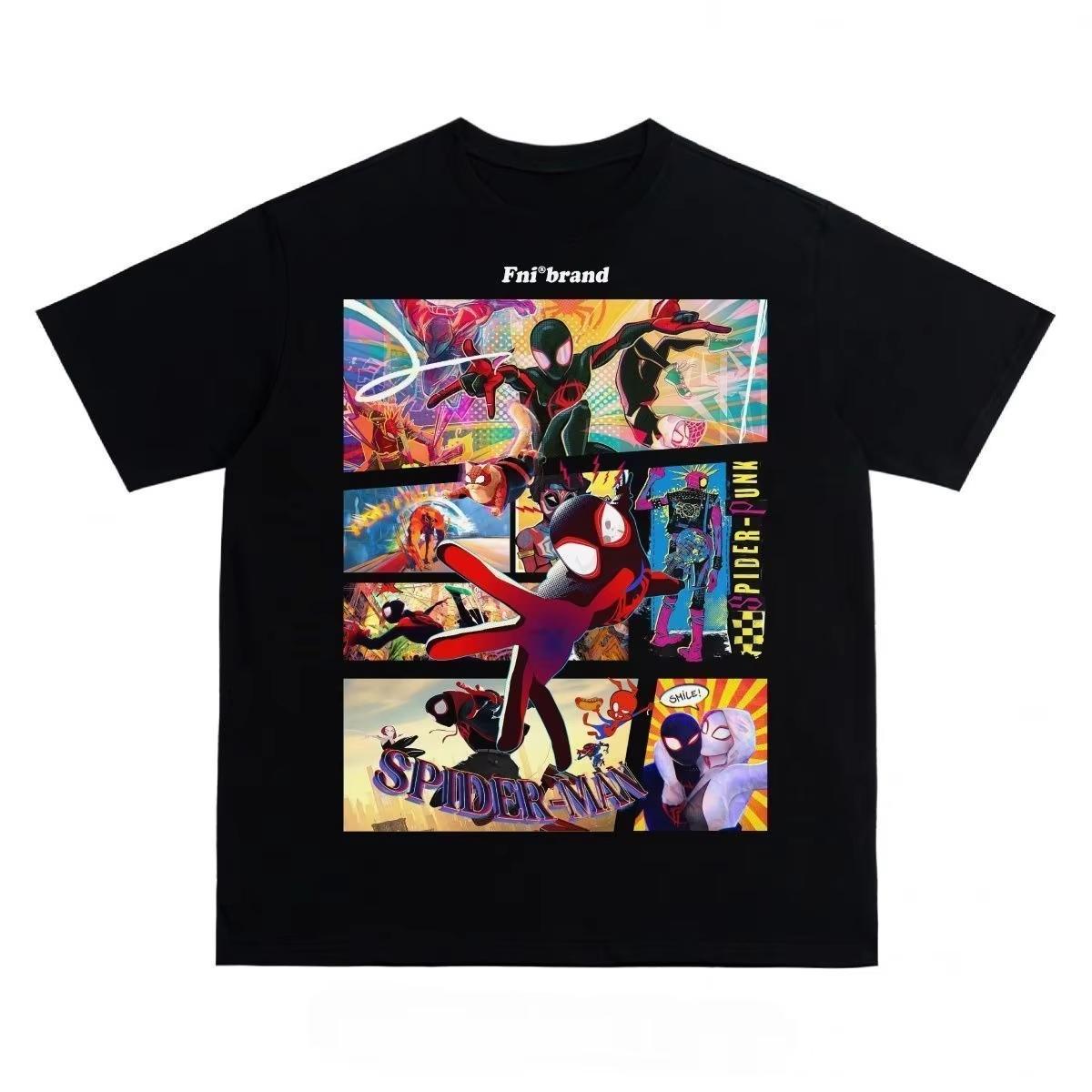 

2026 Marvel SpiderUnisex Parallel Universe Tshirt Unisex LooseFitting Pure Cotton Casual Tshirt S