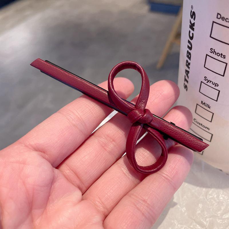 Korean Faux Leather Bow Hair Clip: Cute, Sweet Accessory for Women and Girls