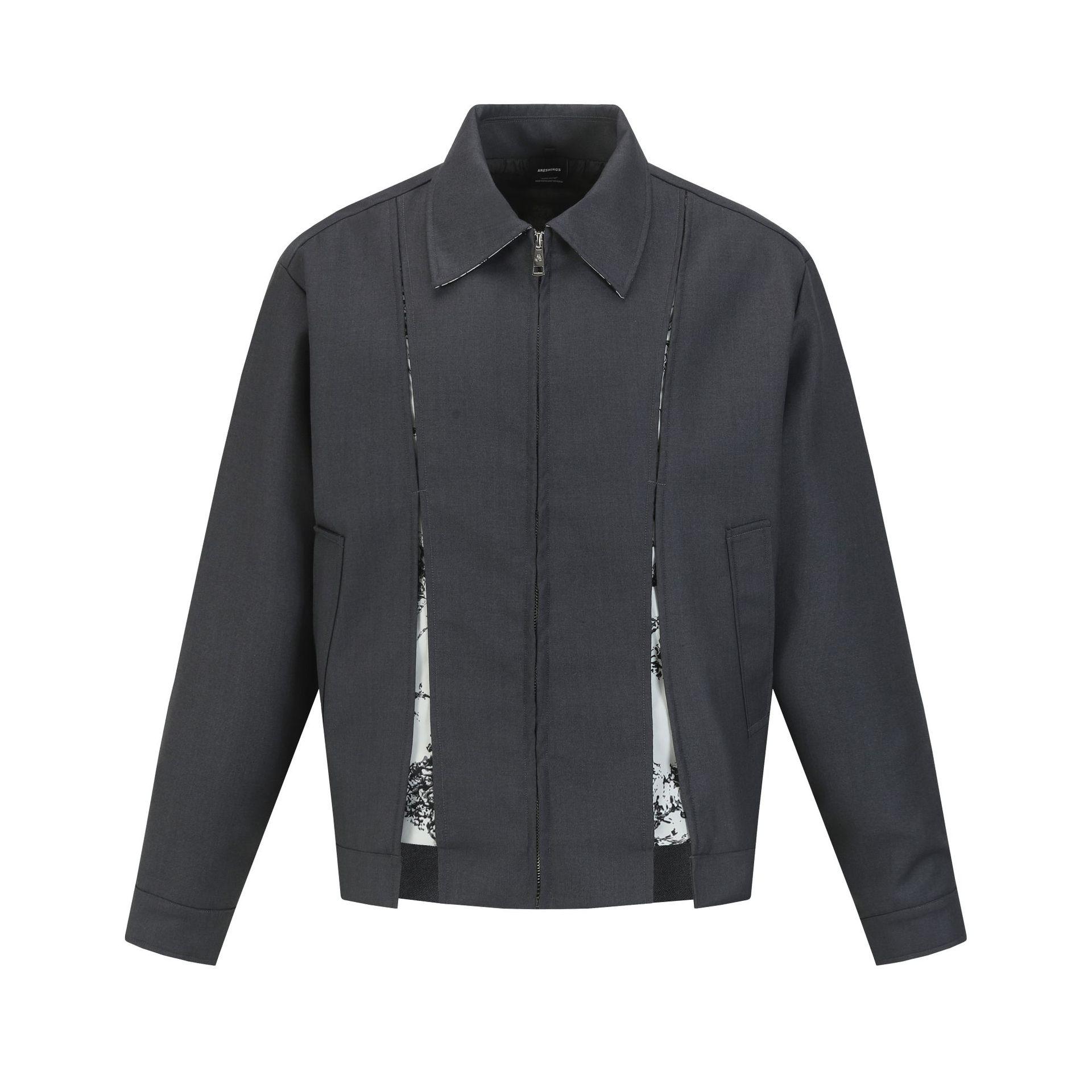 

ARES Retro Patchwork Ink Lapel Short Jacket for Men Extra Large сірий колір