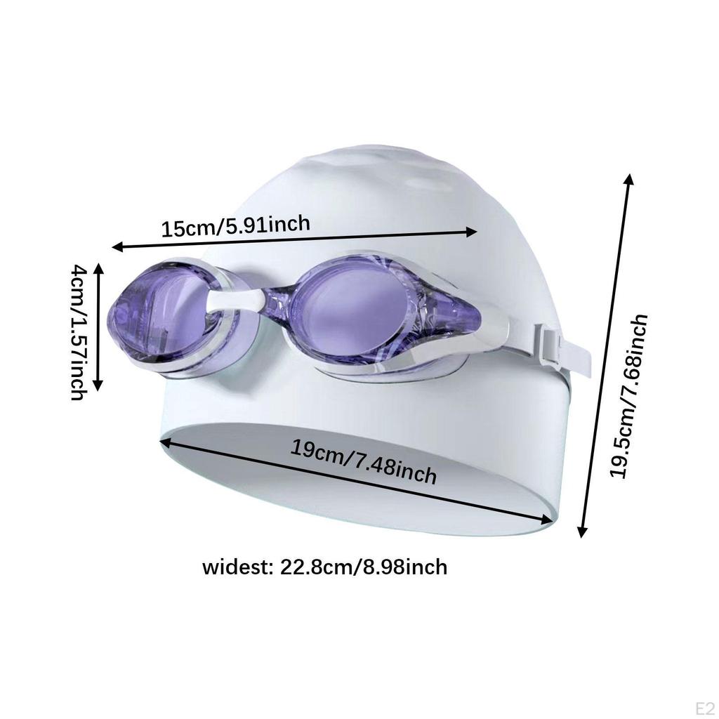 Swim Goggles & Cap Set Clear Vision Compact No Leakage Swimming Glasses violet