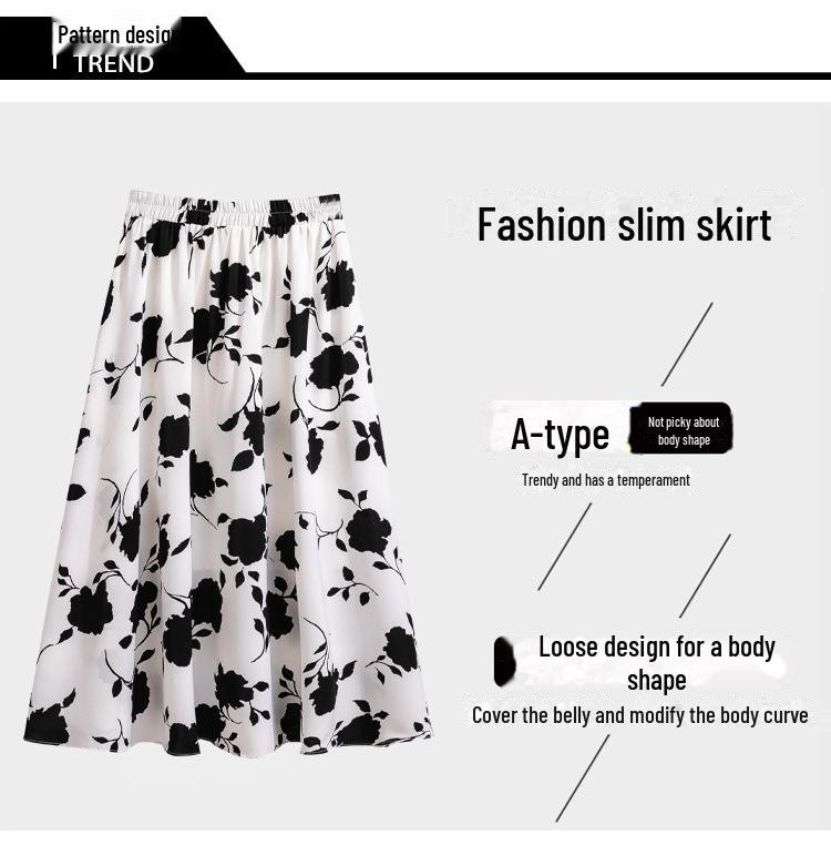 Damen A-Linien-Schlankheitsrock Sommer 2024 für Übergrößen