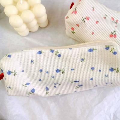 Pencil Case Floral Print Zipper Closure Pencil Holder Large Capacity Stationery Organizer Student Study Supplies