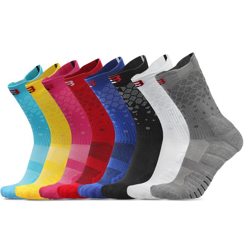 Calcetines de baloncesto de élite gruesos para hombre, calcetines de ciclismo de algodón con fondo de toalla para deportes al aire libre, calcetines para correr para hombre