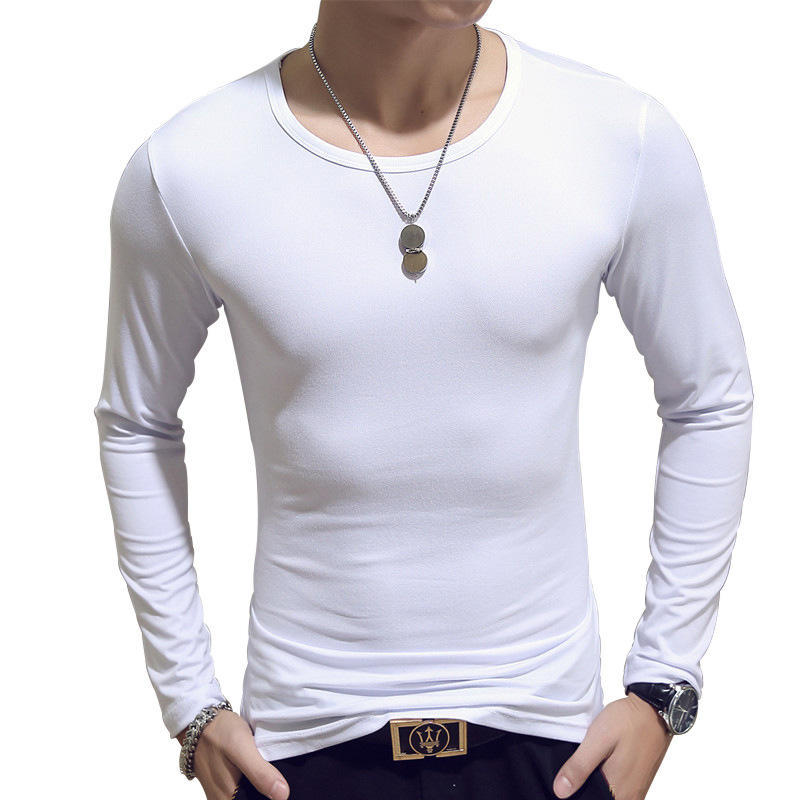 Elastic Mens T-Shirt V-Neck Long Sleeve Men T Shirt For Male Cotton T-Shirts Man Clothing TShirt Top Tees