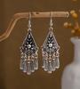 Retro Ethnic Style Source Earrings Muse Fan Literary Temperament Ear Hook Tassel Metal Pendant Earrings