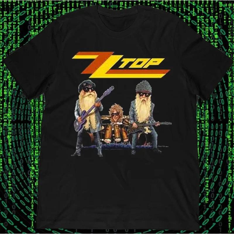 Fashion Women s T-Shirt ZZ Top Rock Band T Shirt Size S M L 234XL Cotton S чёрный