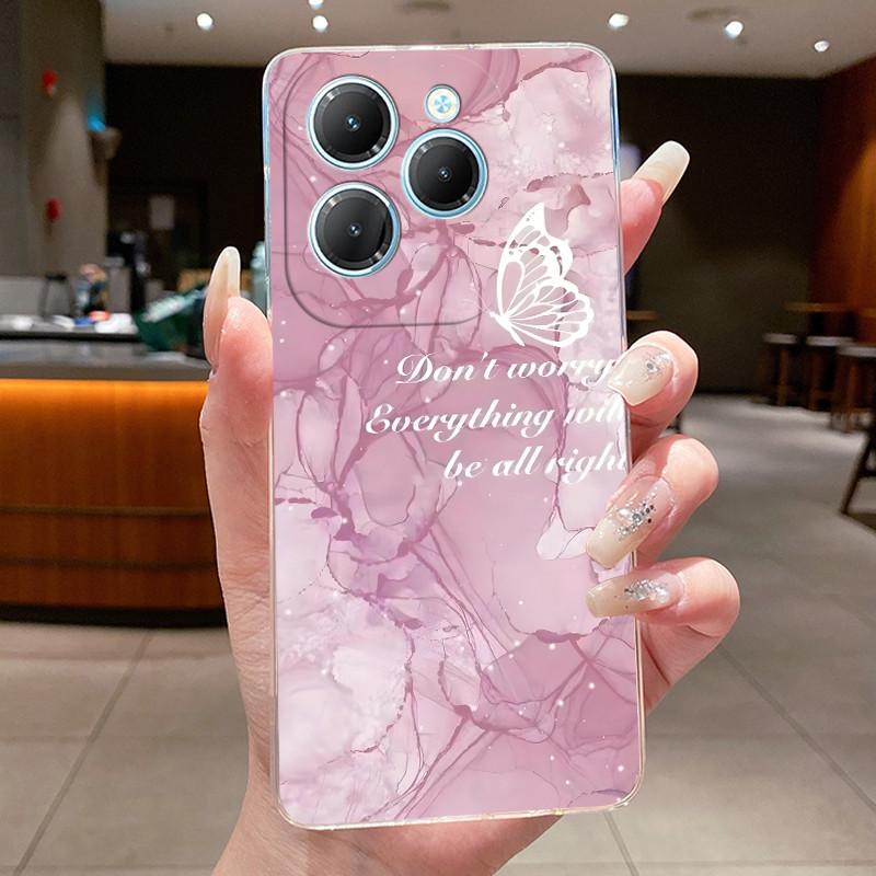 For Infinix Hot 40 Case Clear Silicone Luxury Aesthetic Butterfly Flower Soft TPU Back Cover Infinix X6836 X6837 Hot 40 Pro Case