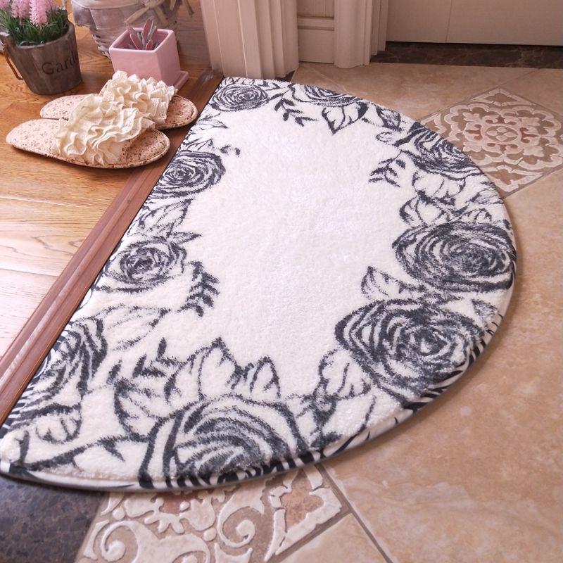 Shaggy Nordic Entrance Doormat Indoor Bathroom Absorbent Floor Mats Bedroom Carpet Rugs Rose Printed Anti Slip Hallway Door Mat
