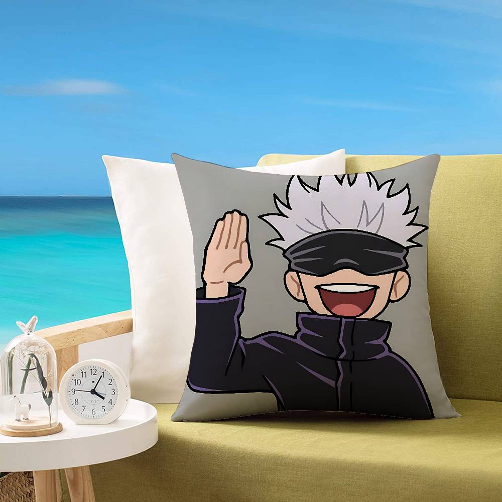 Cartoon G-Gojo Satoru Pillow Case Cushion Cover Soft Cute Throw Pillow Case For Car Sofa Pillowcase Polyester With Zipper