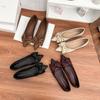 Bow pointed single shoes women's soft soles are not tired feet thick heels flat shoes light luxury comfortable soft leather work shoes versatile
