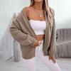 Vintage Autumn Winter V Neck Loose Knitwear Sweater Long Sleeve Solid Color Cardigan Top