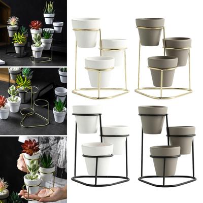 Pots pour succulentes style nordique Pot de plante avec support en métal Pot à fleurs pour balcon