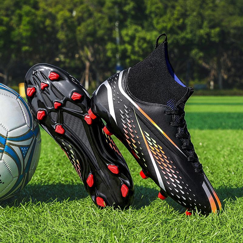 AG Spike Football Shoes Men and Women High Top TF Broken Nail Big Children Students Sports Artificial Grass Training Shoes
