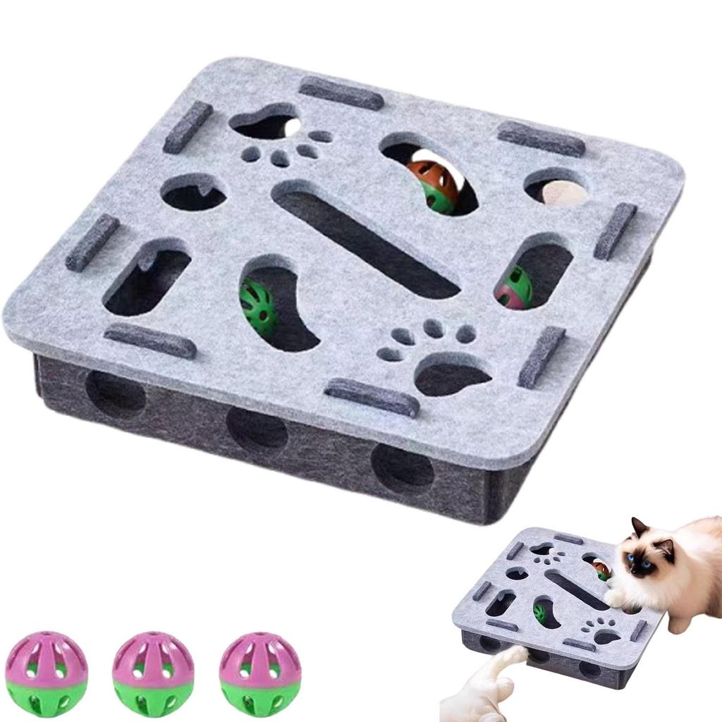 Nailfile Enrichment Box With Bell For Indoor sscratchingand Hunting Mental Felt Maze Box Scratchpuzzleenrichment Box