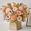 Artificial Rose Flower Bouquet Realistic Mixed Faux Rose Dahlia Chrysanthemum Ball Flower for Wedding Bridal Bouquets Table Centerpieces Baby Shower