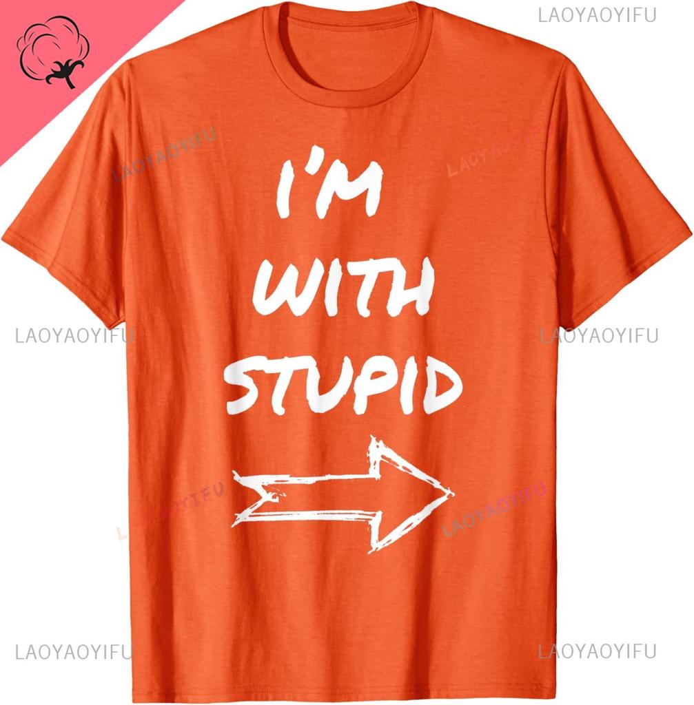 Im With Stupid Funny Couples Tshirt Unisex And Unisex Short Sleeves Cotton Tee Breathable And Comfortable Ropa Hombre