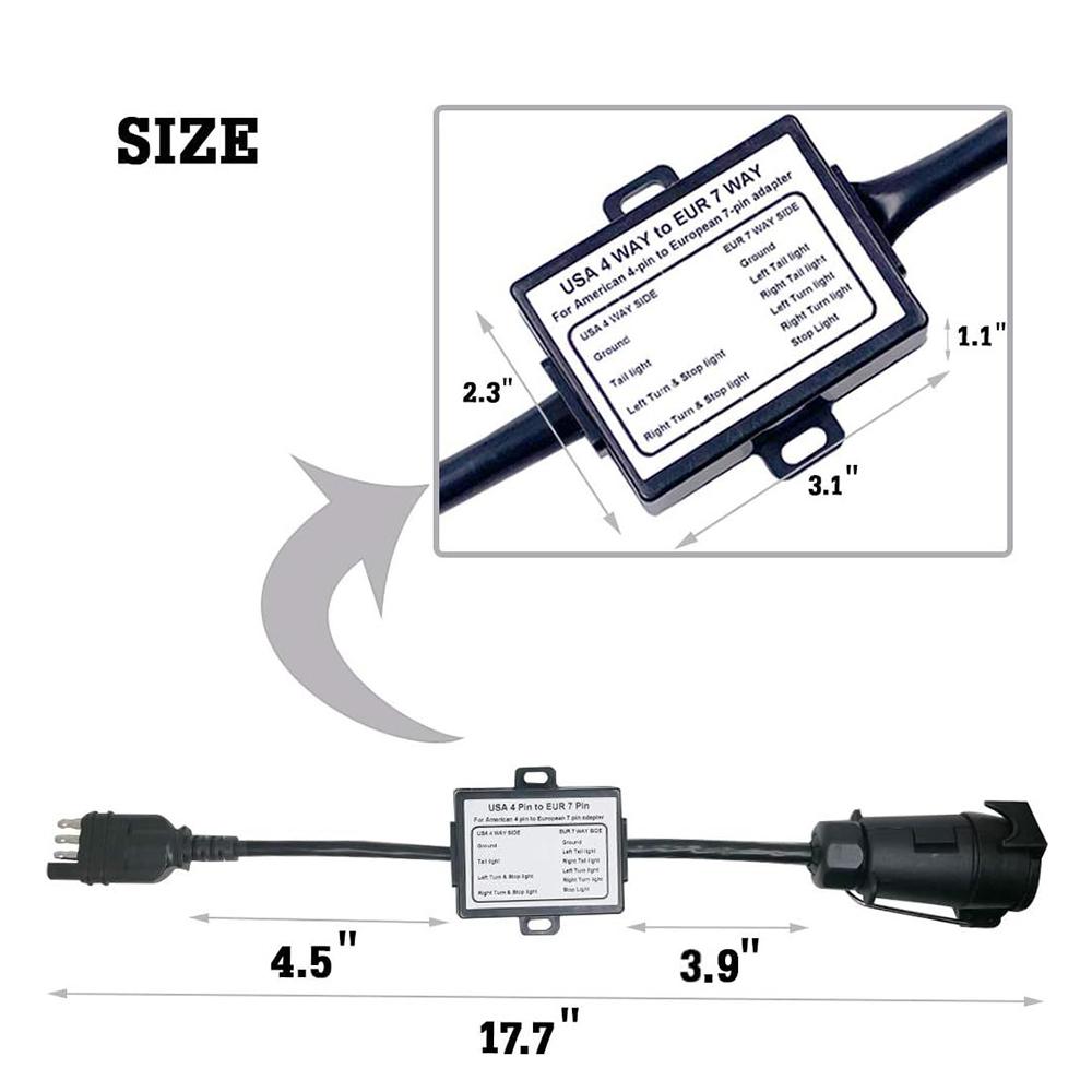 1Pc Portable Trailer Connector Accessories American 4-pin To European 7-pin Adapter Trailer Harness Connection Converter