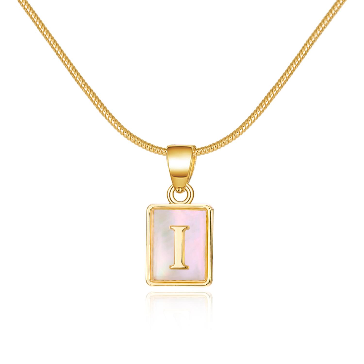 

Gold Color Shell Alphabet Pendant Necklace 26 Letters A-Z for Women Men Couples Birth Name Gift With Chain Choker Jewelry