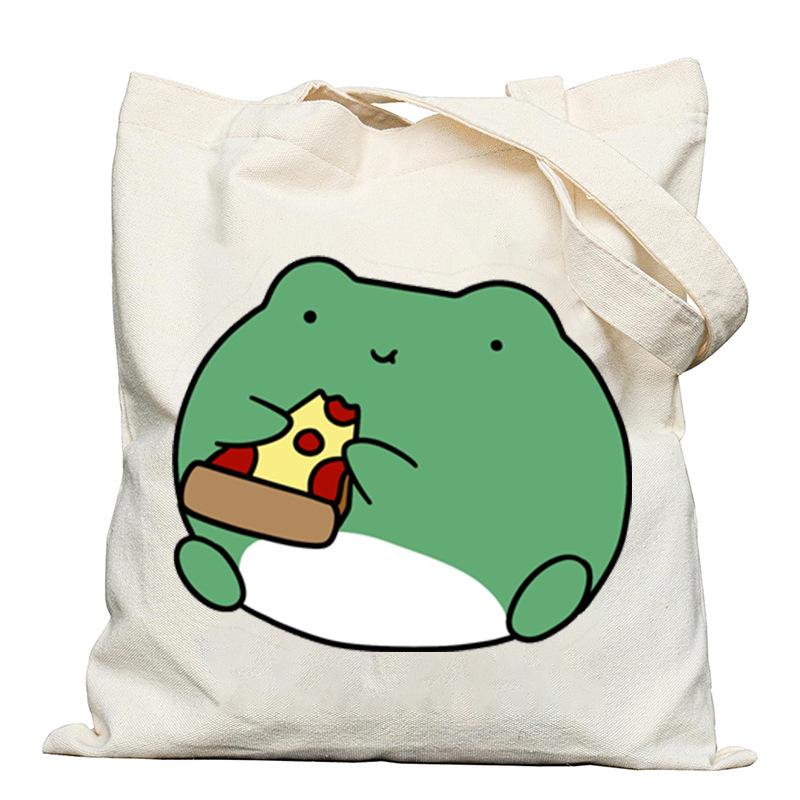 Frog creative printing new shoulder bag leisure student large capacity tote bag