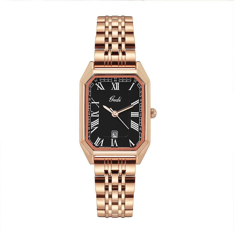 Fashion Light Luxury Small Square Plate Calendar Steel Belt Niche Student Exam Waterproof Quartz Watch