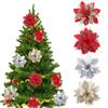 10PCS/Bag Christmas Flowers Glitter Artificial Poinsettia Floral Xmas Tree Ornaments DIY Garlands Home Wedding Party Decor