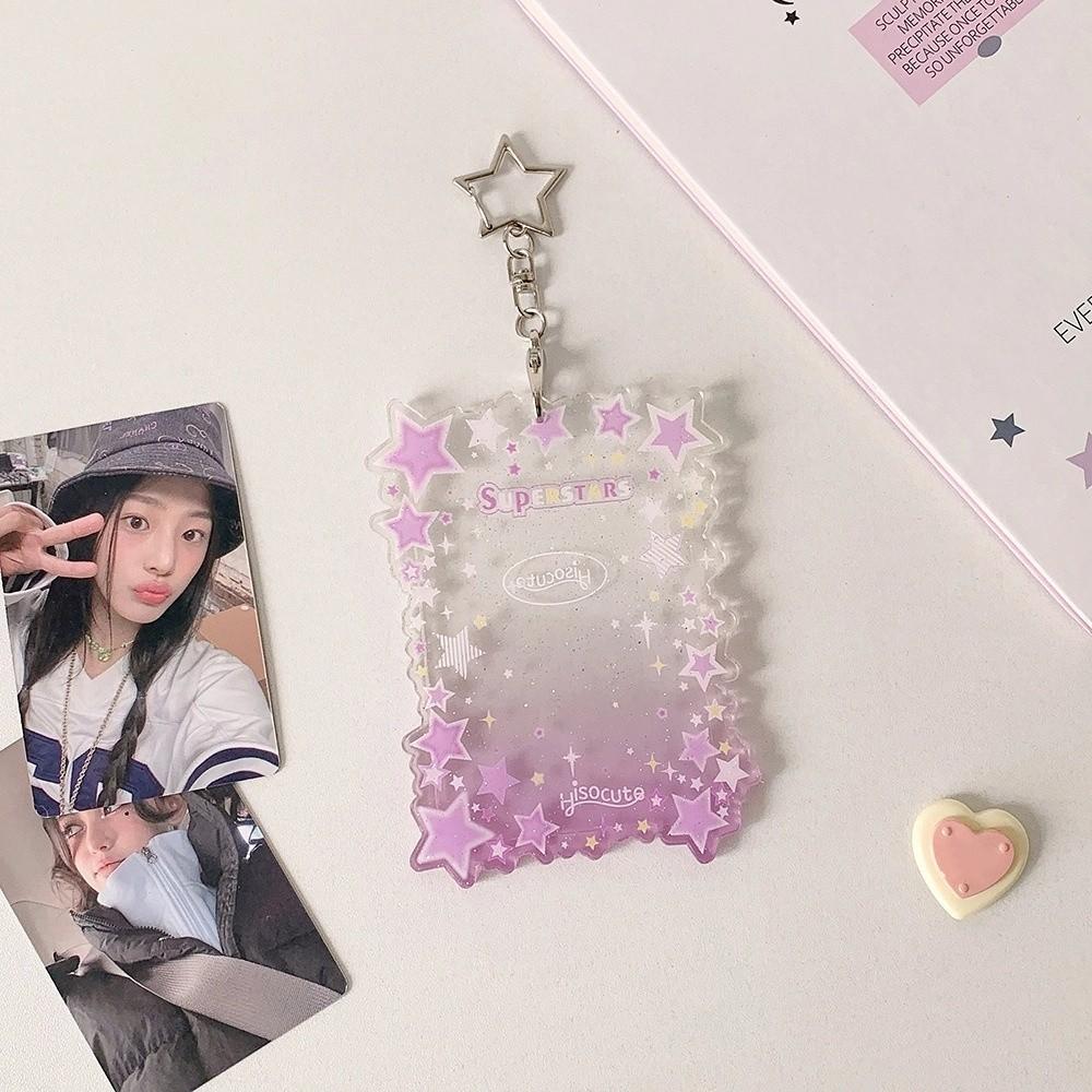 New 3 Inch Glitter Acrylic Photocard Holder Scratch-Resistant Transparent Star Photo Holder Idol Photo Sleeves
