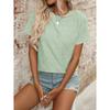 Summer Round Neck Short Sleeved Imitation Embroidery Flower Jacquard Top T-shirt for Women Shirt