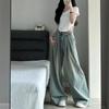Women's Retro High Street Pleated Washed Wide Leg Jeans - Hong Kong Summer Style