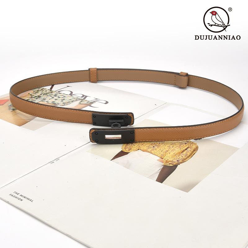 Ladies Decorative Fine Belt Women'S Belt With Dress Belt Frosted Lock Leather Trend