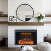 Valuxhome 35.63” W 27.5 H Electric Fireplace Insert with Low/High Temperature Settings, Movable Mesh Screen and Glass Door, 1-9H