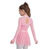 Girls Lyrical Dance Costume Mock Neck Long Sleeve Sparkly Rhinestones Mesh Dress