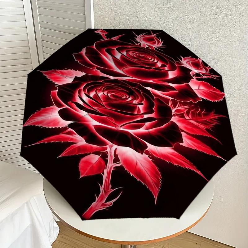 1pc Rose Petals Automatic Open/Close Umbrella Compact Folding Umbrella with 8-Rib Shaft for Women/Men, Elegant Birthday1188S