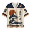 Hokkaido Wave Japanisches Fußballtrikot Vintage Unisex Streetwear Shirt Kurzarm V-Ausschnitt Sommer Herren T-Shirt Druck Merch
