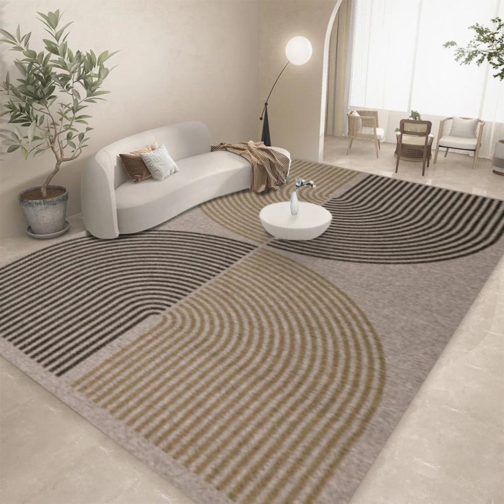 Chic Black Brown Artistic Pattern Area Rug Soft Non-Slip Carpet for Living Room Bedroom Floor Mat Coffee Table Decor