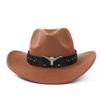 Western Cowboy Wool Felt Hat With Knot Embellishments For Autumn Winter Fashion