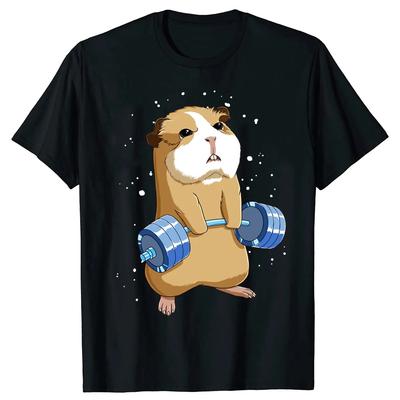 Funny Weight Lifting Gym Guinea Pig T Shirts Tee Tops Round Neck Short-Sleeve Fashion Tshirt Clothing Casual Basic T-shirts -...