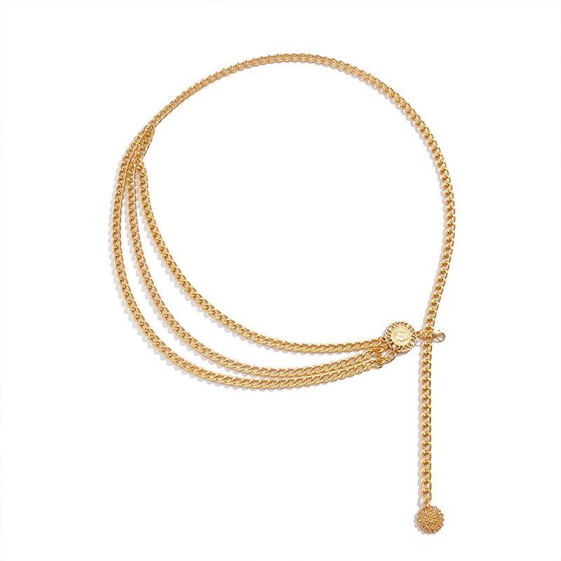 

1 шт. Круглая поясная цепочка для кошелька, Цепочки для ремня, Поясная цепочка, Хип-хоп украшения, Пояс, Модный металлический панк, Многослойный декоративный