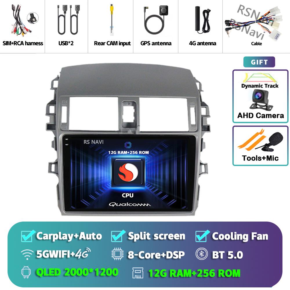 Android 14 Carplay Auto For Toyota Corolla 2006 - 2013 Car Radio 4G+WIFI Player Multimedia Stereo 360 Camera Navigation Video BT