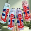 1PC Nautical Anchor Stripe Sailor Print 750ml Color Plastic Sports Water Bottle Leakproof Flip Straw Lid Suitable for Sports Office Home Use
