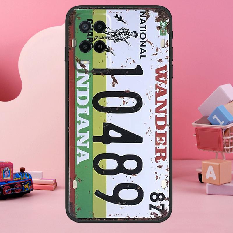 Retro Vintage License Case For Oppo A98 A78 A18 A38 A58 A60 A80 A40 A77 A57 A17 A74 A54 A94 A96 A76 A16 A15 A5 Pro