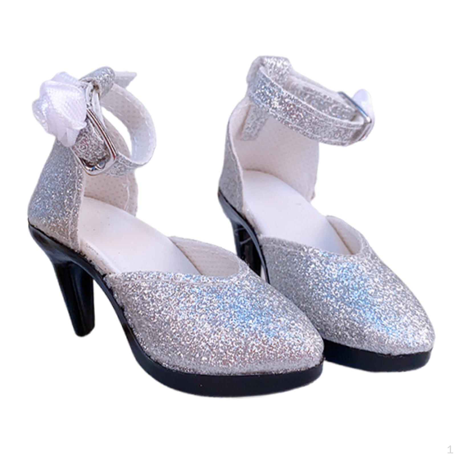 

1/6 Doll High Heel Shoes Accessories, 24inch Action Figure Outfits, Comfortable Hobbyists Gift серебряный