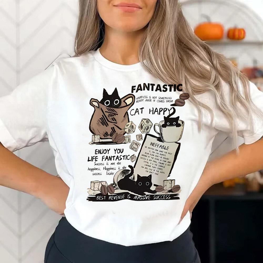 What Cat Ice Is Funny Fun Cat T Shirt Summer Pure Loose Gray Short Sleeved T-shirt Men Women Tees Couple Tops