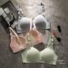 Women's Pure Cotton Underwear Set: Wire-Free Bra & Panty - Thin, Push-Up, Anti-Sagging with Side Support for Small Chests.