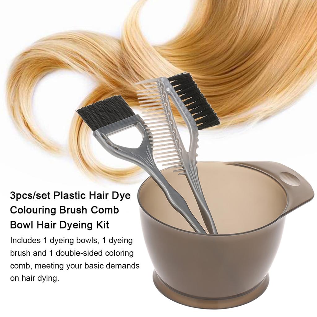 3pcs set Plastic Hair Dye Colouring Brush Comb Bowl Hair Dyeing Kit Hair Color Mixing Bowls Hairdressing Styling Tools